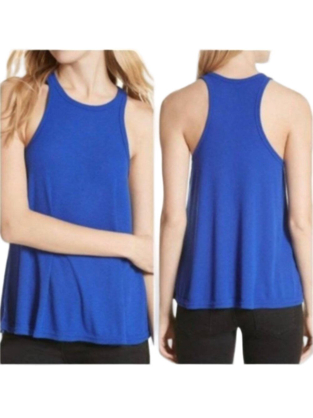 Intimately Free People Cobalt Blue Ribbed Loose Swing Racerback Tank Top Medium
